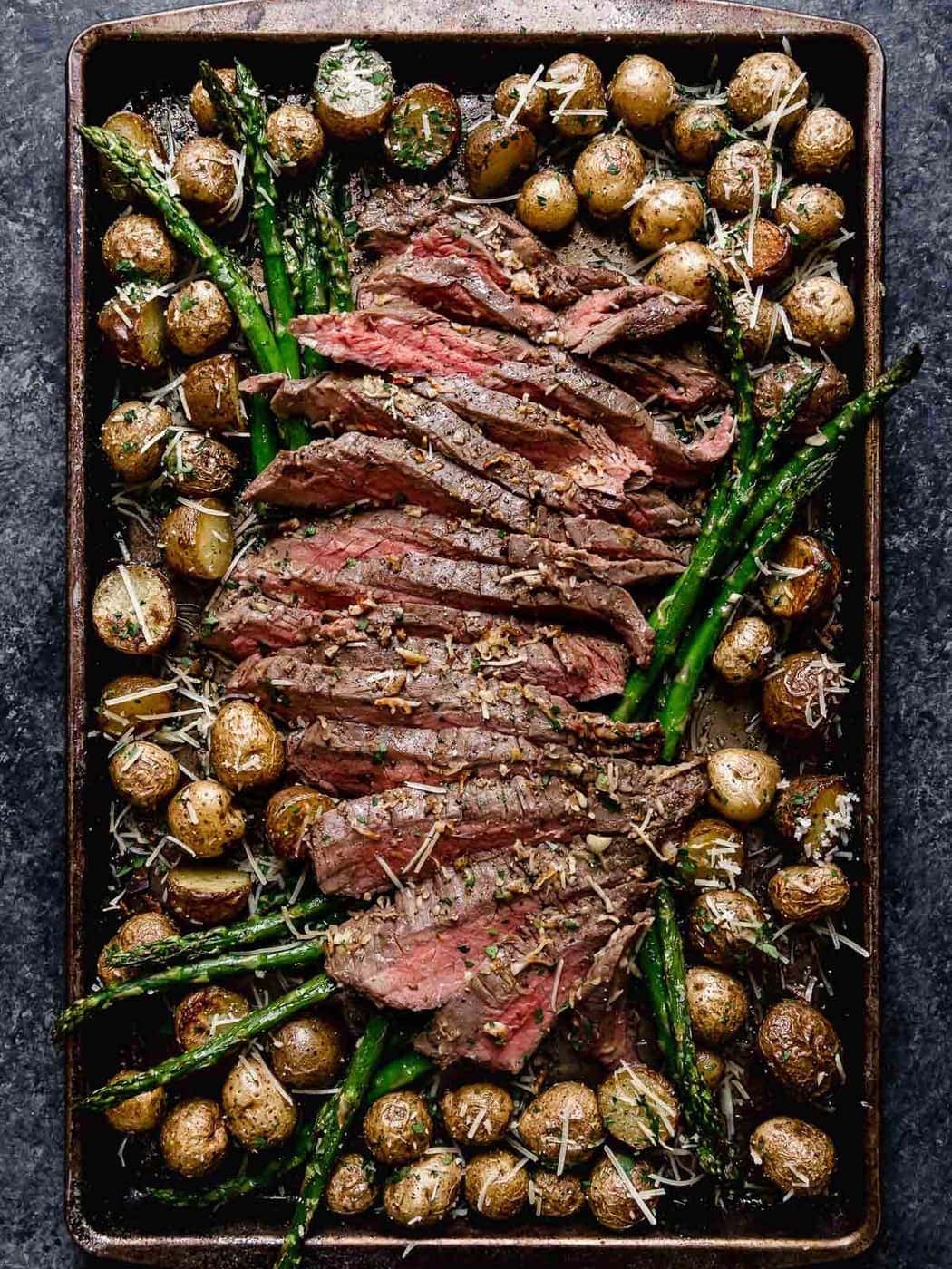 Sheet Pan Parmesan Steak And Potatoes The Real Food Dietitians