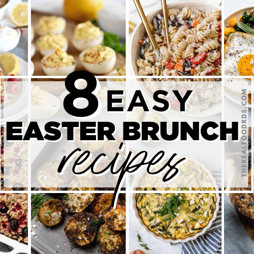 Eight different Easter brunch recipes in a collage