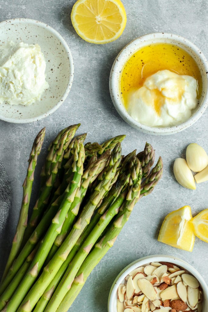 Ingredients for Sautéed Asparagus with Lemon Goat Cheese Sauce