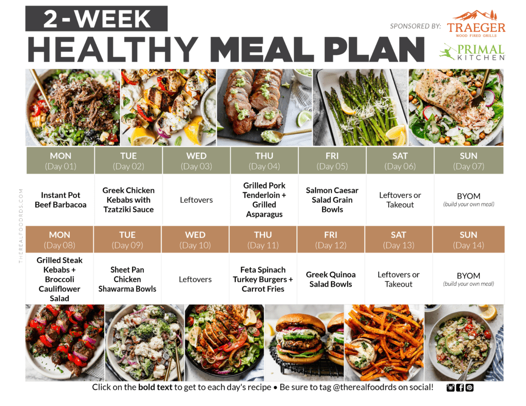 2-Week Healthy Meal Plan with Grocery List - The Real Food Dietitians