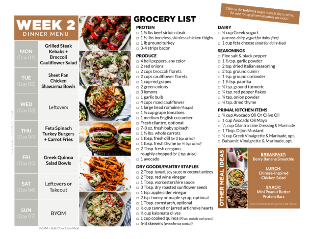 2-week Healthy Meal Plan With Grocery List - The Real Food Dietitians