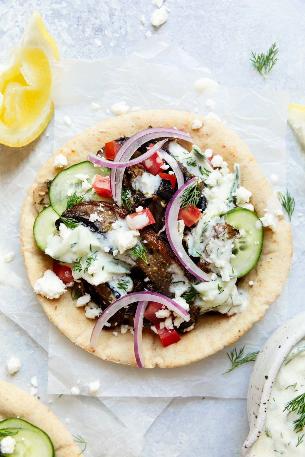 Greek Vegetarian Gyros With Portobello Mushrooms The Real Food Dietitians