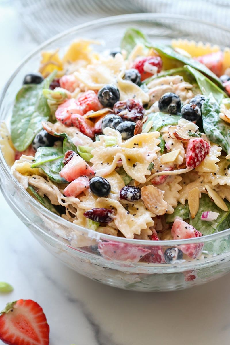 Summer Pasta Salad with Chicken and Berries - The Real Food Dietitians