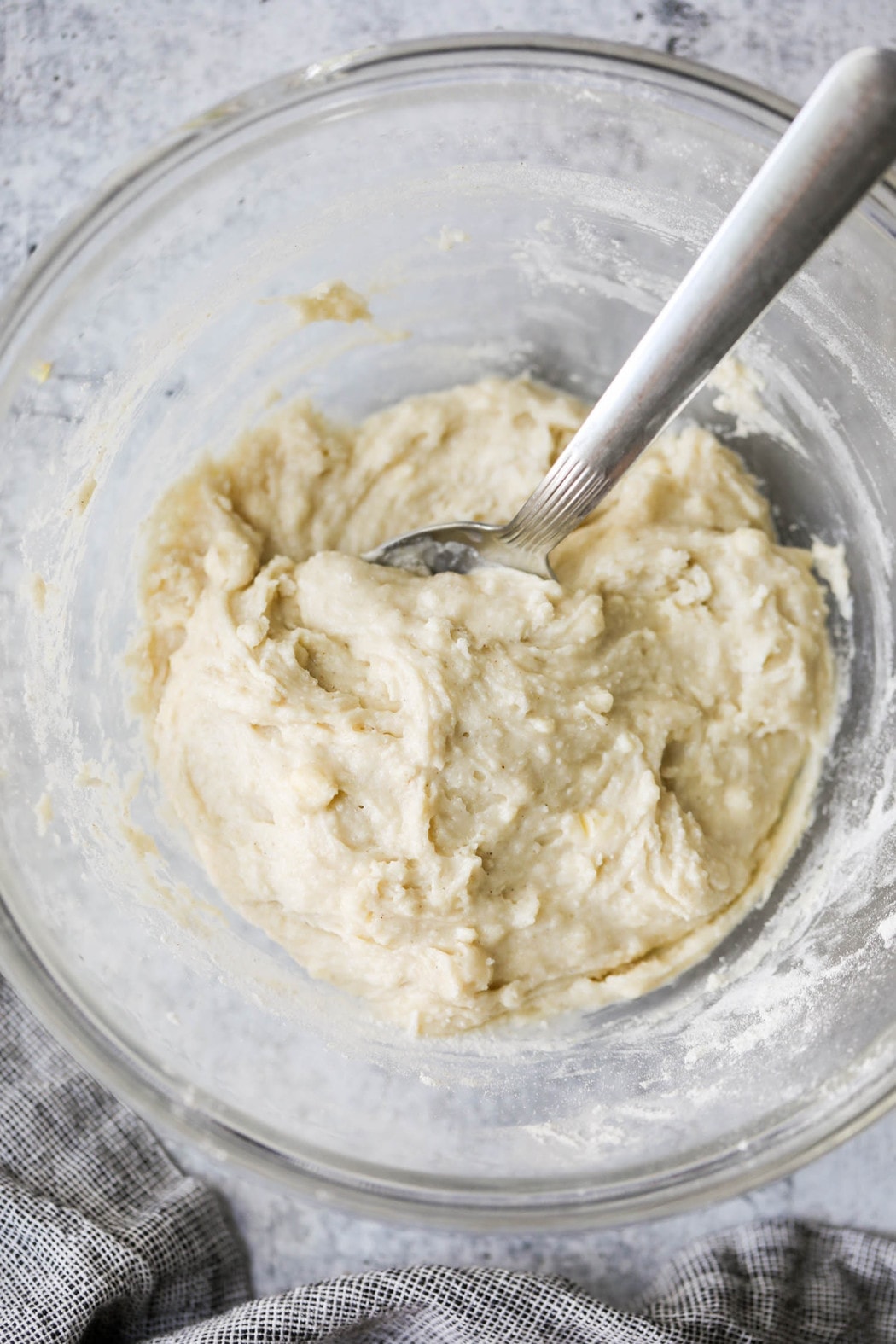 Gluten-free biscuit dough in a mixing bowl