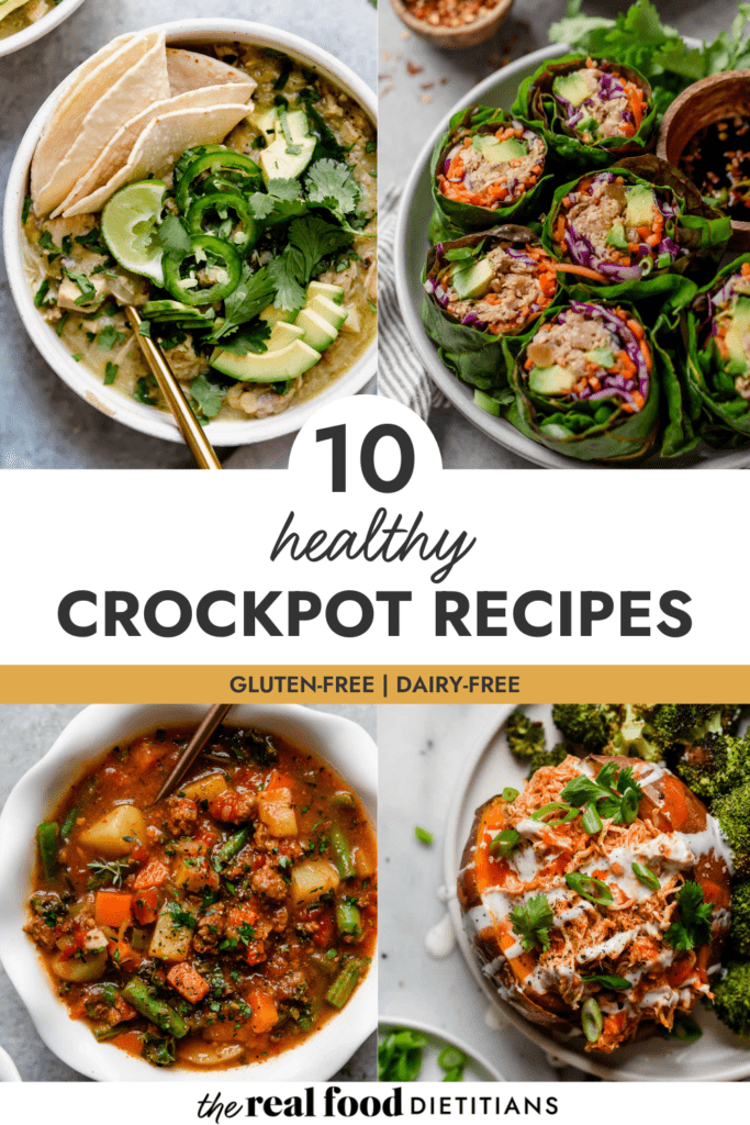 A collage of healthy crockpot recipes.