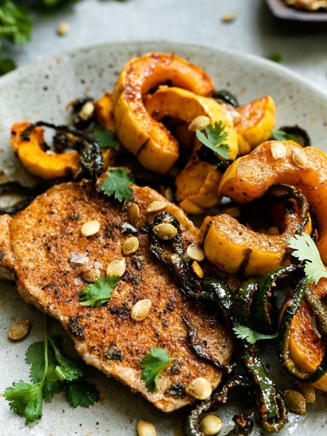 Oven-Baked Pork Chops With Delicata Squash