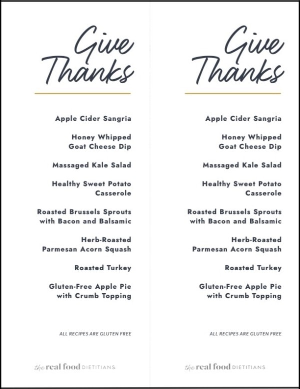 Done-For-You Thanksgiving Menu (Gluten Free) - The Real Food Dietitians