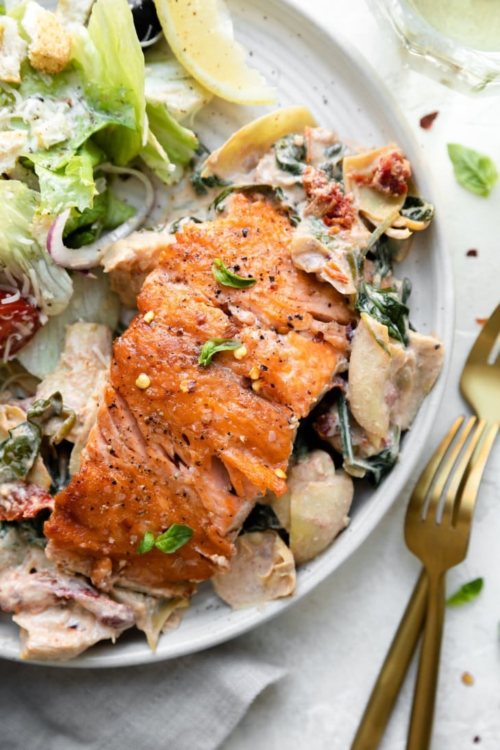 Easy One-Skillet Creamy Tuscan Salmon - The Real Food Dietitians