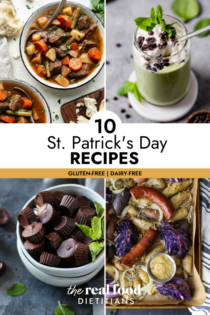 A collage of healthy recipes for 10 st patrick's day recipes round up.
