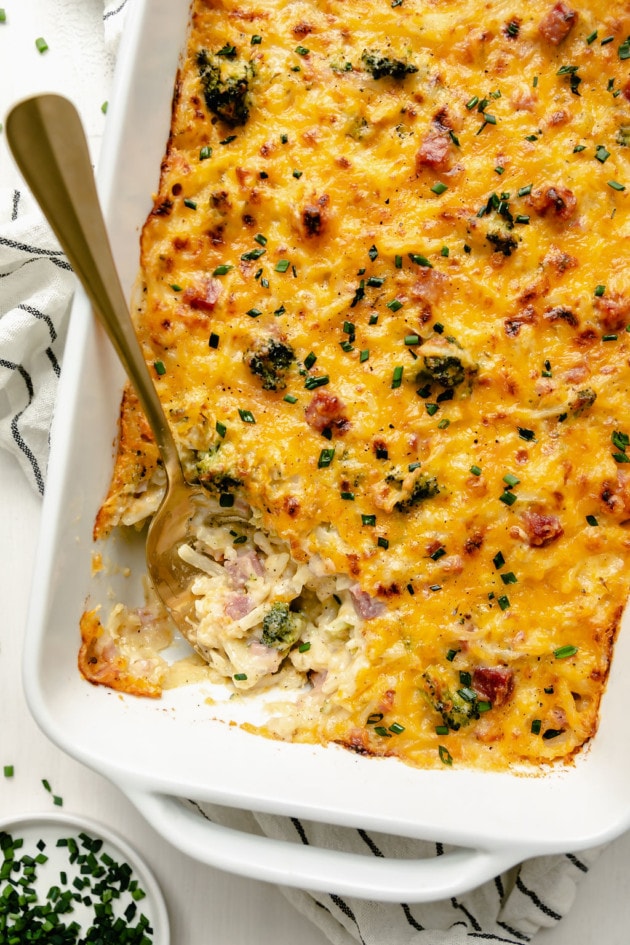 Cheesy Scalloped Potatoes with Ham and Broccoli Casserole - The Real ...