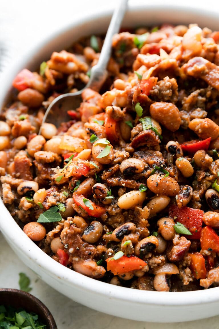 Slow Cooker Cowboy Beans (Reduced Sugar Recipe) - The Real Food Dietitians