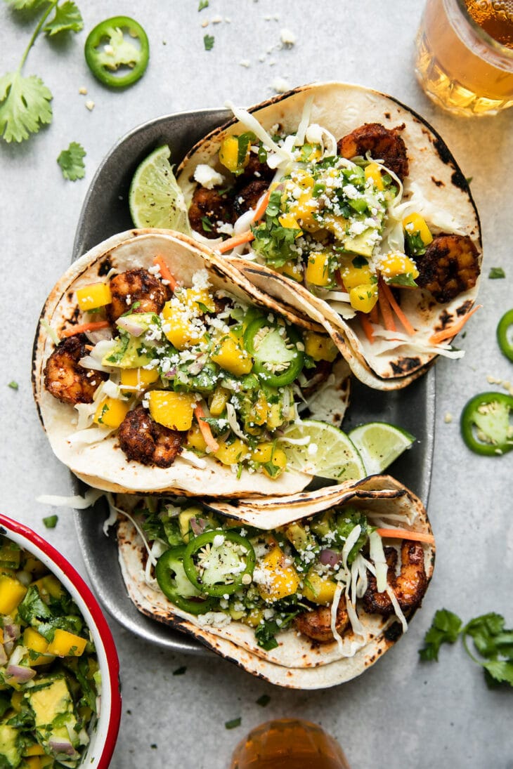 Easy Grilled Shrimp Tacos with Mango Avocado Salsa - The Real Food ...