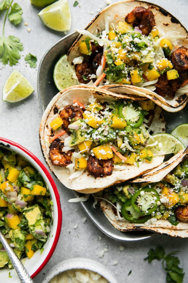 Easy Grilled Shrimp Tacos with Mango Avocado Salsa - The Real Food ...