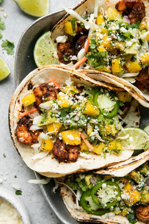 Easy Grilled Shrimp Tacos with Mango Avocado Salsa - The Real Food ...