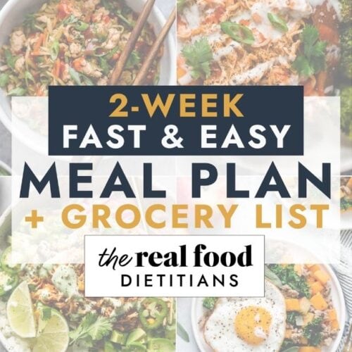 Collage of healthy dinner recipes for a 2-Week Fast and Easy Meal Plan