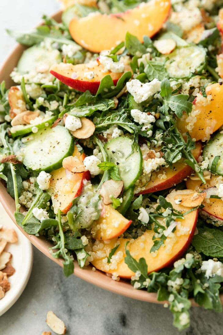 Quinoa Arugula Salad with Peaches and Goat Cheese The Real Food