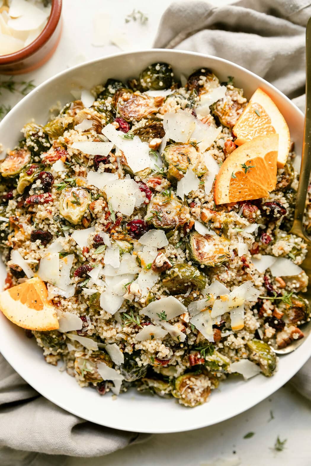 Roasted Brussels Sprouts Quinoa Salad with Cranberries and Pecans The