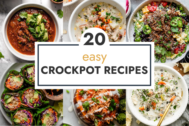 Collage of easy crockpot recipes with text overlay.