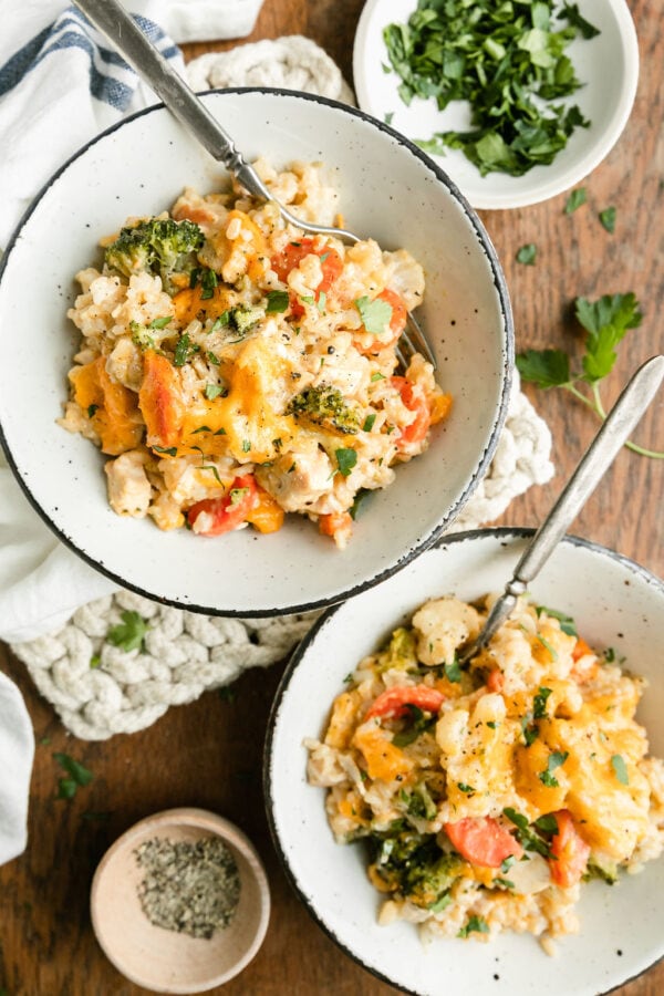 Cheesy Chicken and Rice Casserole (Easy & Veggie Loaded) - The Real ...
