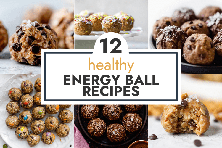 Collage of energy balls with text overlay.