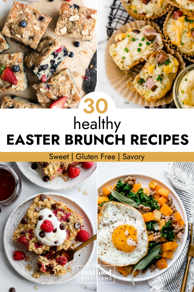 Collage of healthy Easter brunch recipes with text overlay