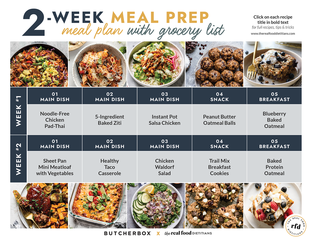 2-Week Meal Prep Meal Plan with Grocery List - The Real Food Dietitians