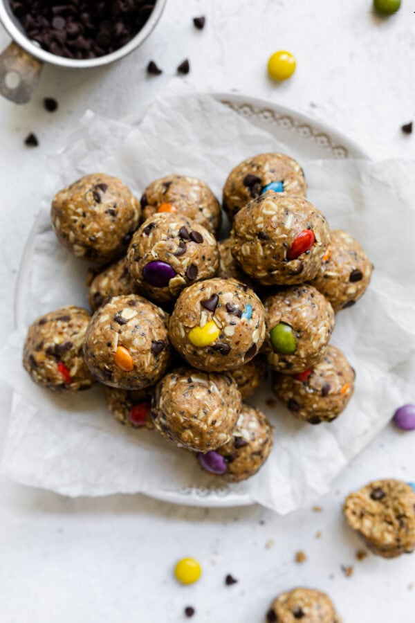 A plate of Monster Cookie Protein Balls