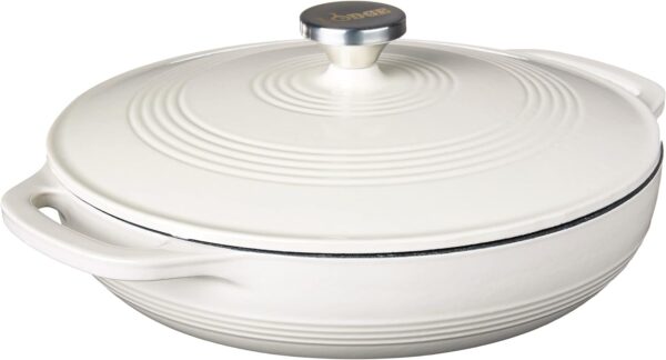 White Lodge skillet with lid against white background