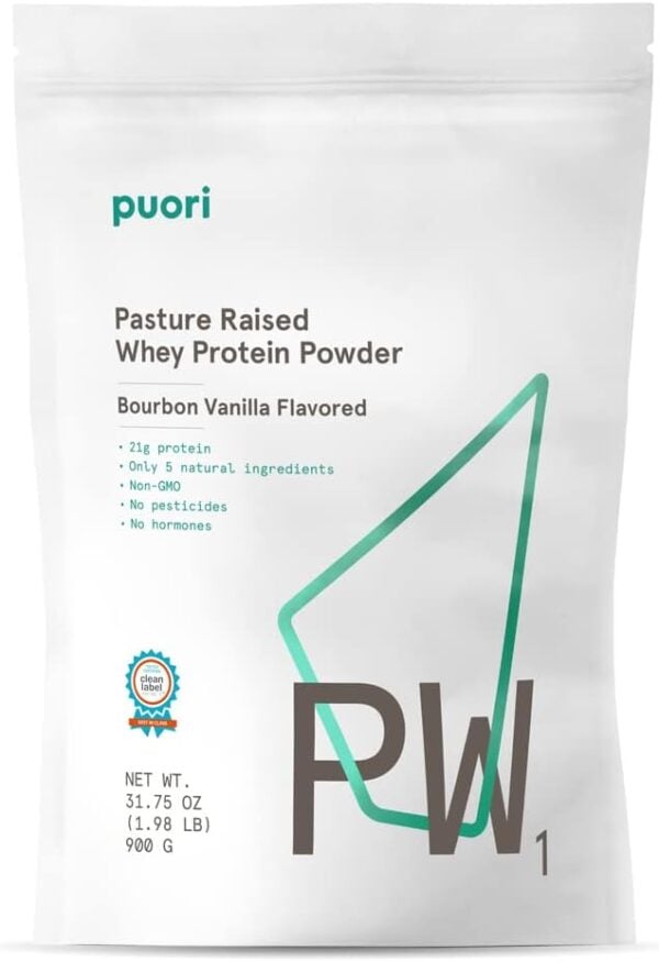 White bag of Vanilla Puori Protein Powder.