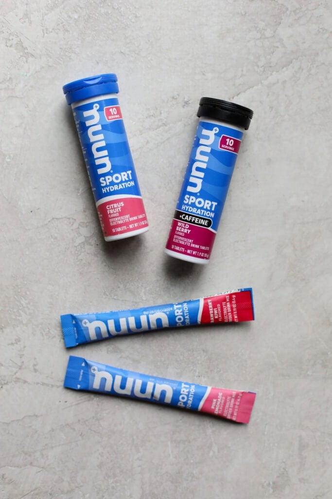 A variety of colors and flavors of NUUN sport hydration tablets. 