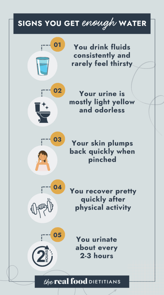 Infographics listing signs you get enough water