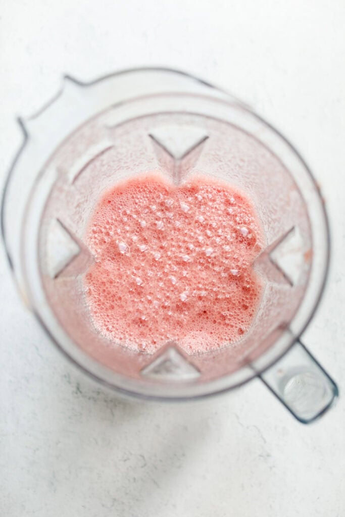 Blended watermelon in blender cup