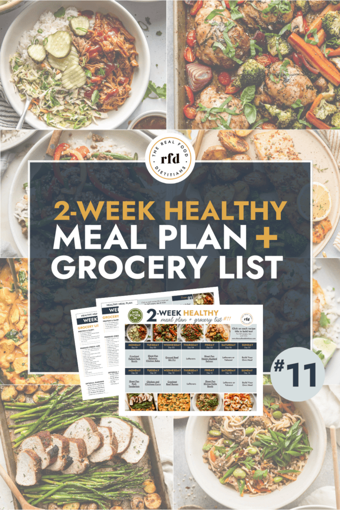 Collage of photos of recipes for a 2 Week Healthy Meal Plan with text overlay