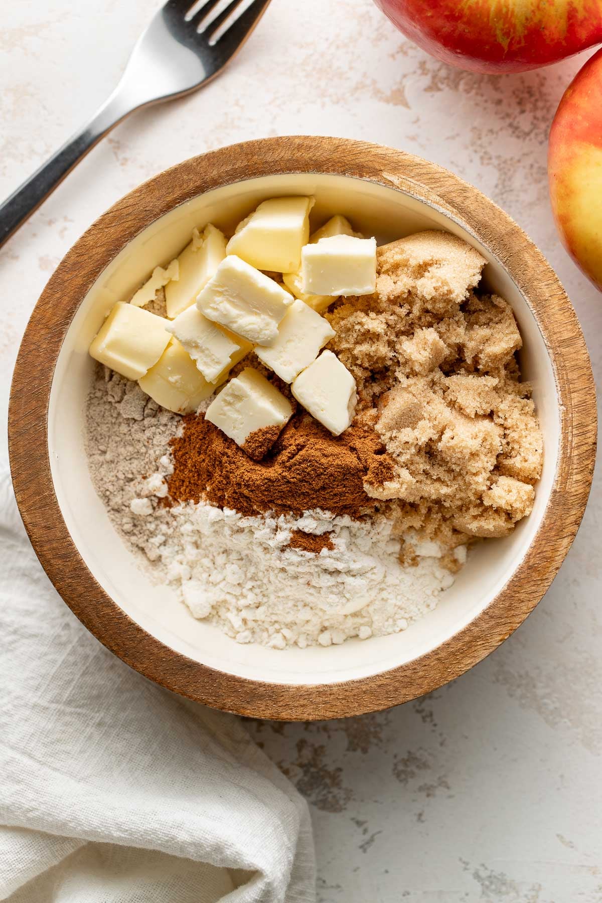 Streusel topping ingredients in a bowl.