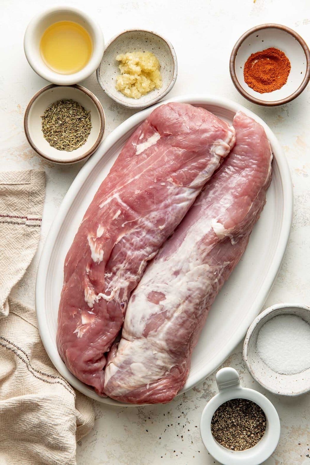 Ingredients to make oven roasted pork tenderloin.