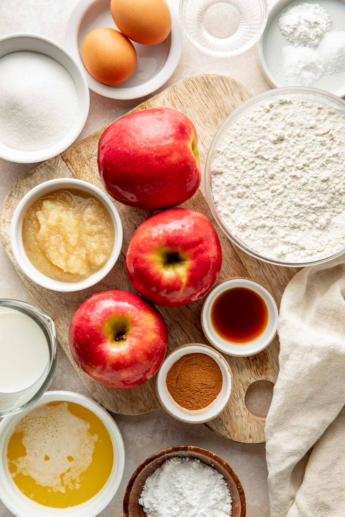Ingredients to make apple cake.