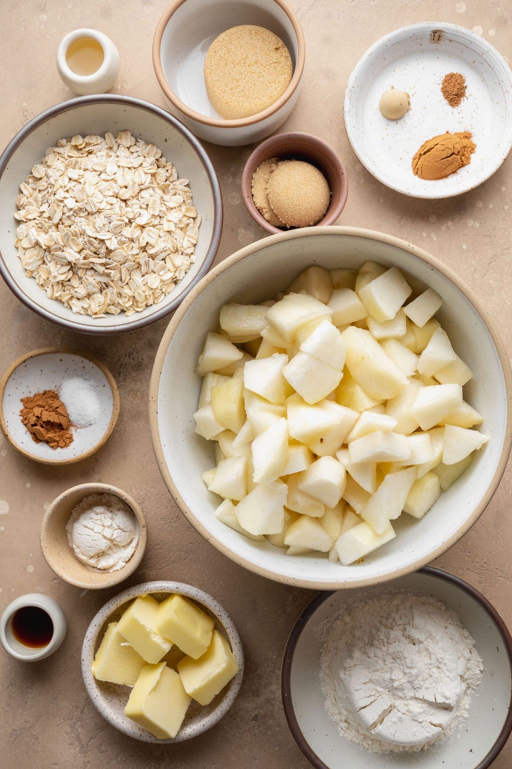 ingredients to make pear crisp.